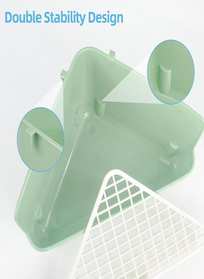 Dmnnlp Large Rabbit Litter Box 10" x 10" x 7" with Broom & Grooming Kit, Low-Entry Corner Toilet Pan for Potty Training Rabbits Bunny Guinea Pigs Ferrets (Green) - Image 3